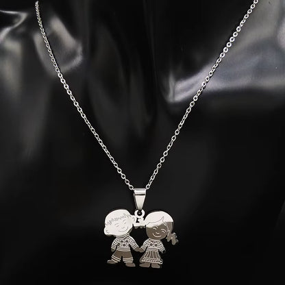 Women Mother Gold Color Boy Girl Kids Stainless Steel Necklace