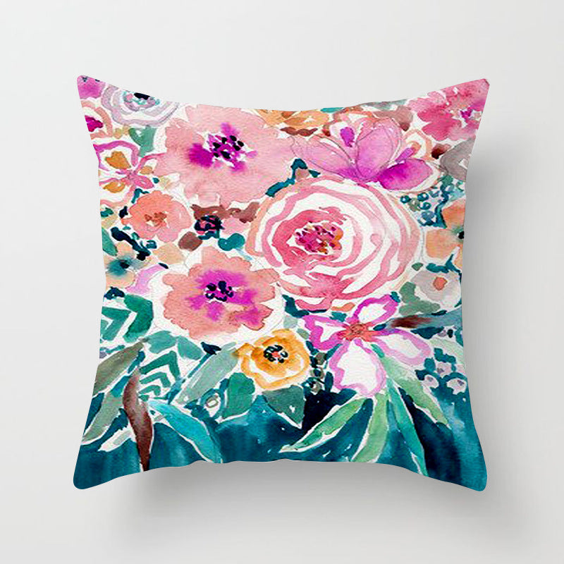 Home Decor Living Room Sofa Graffiti Flower Print Pillowcase Cover