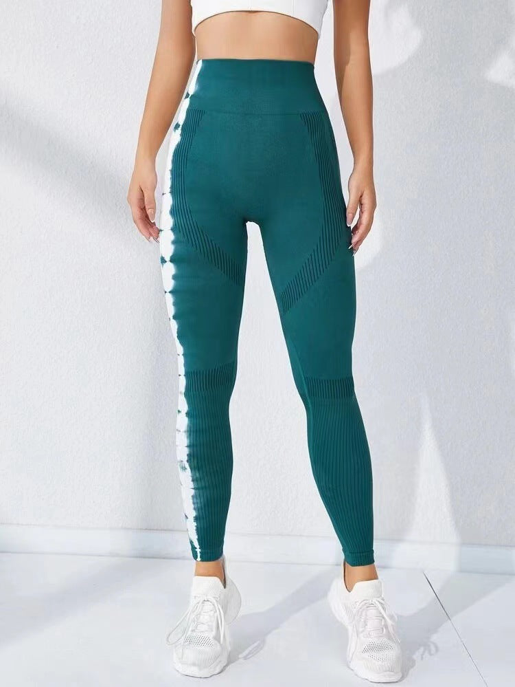 Women Tie-dye Seamless Tight Belly Trimming Fitness High Waist Hip Lift Yoga Pants Leggings