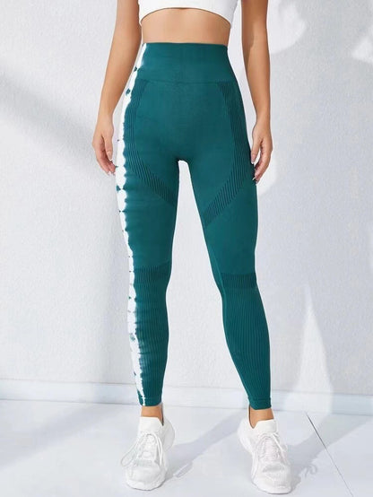 Women Tie-dye Seamless Tight Belly Trimming Fitness High Waist Hip Lift Yoga Pants Leggings