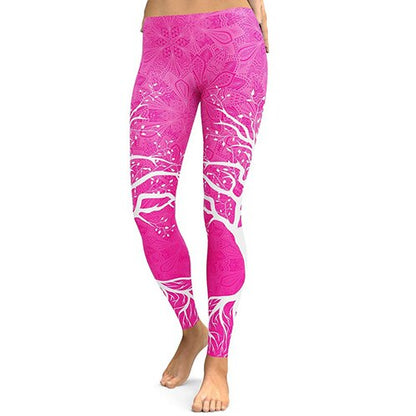 Women Tree Digital Printed Hight Waist Plus Size Leggings Pants