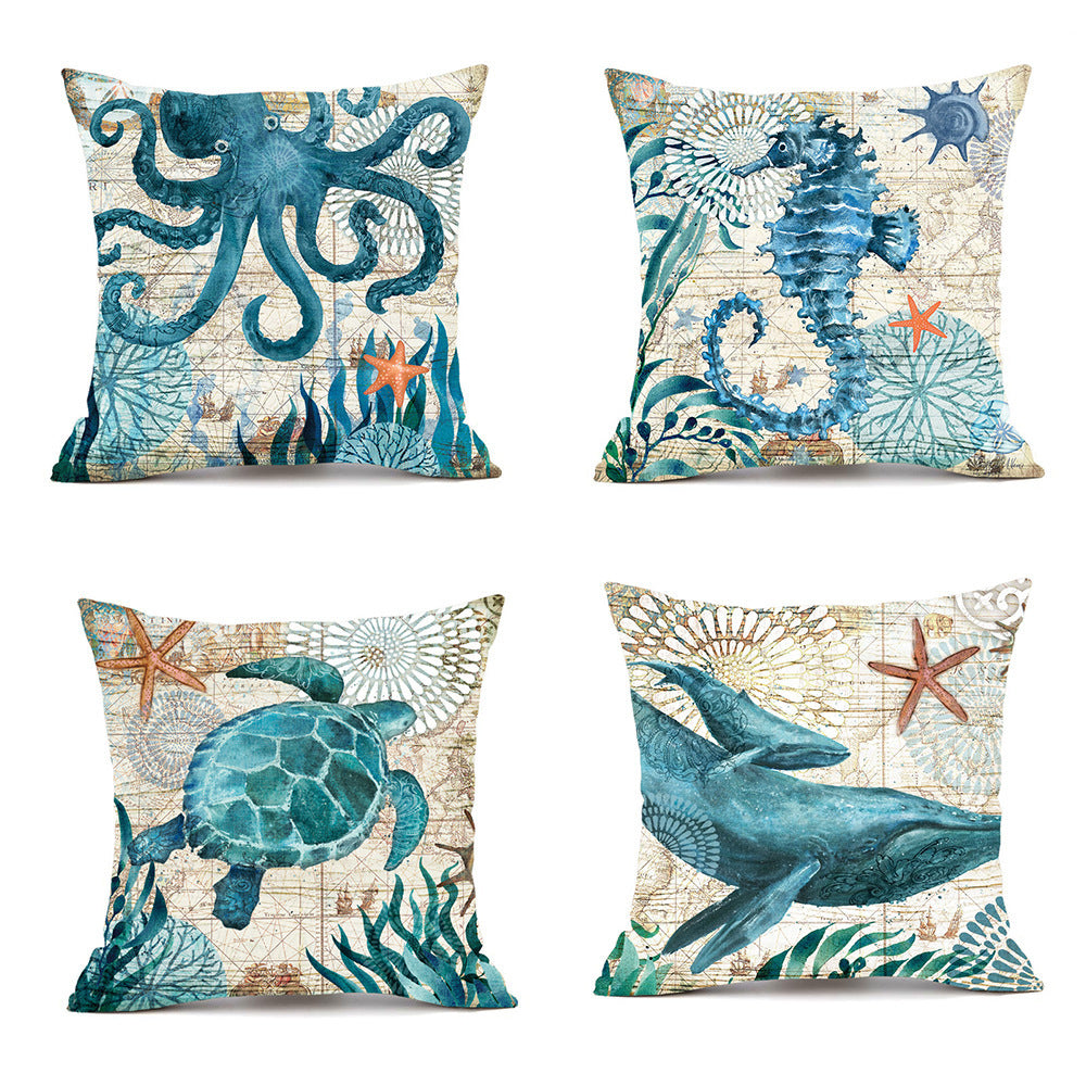 Cushion Covers Sea Turtle Printed Throw Pillowcase Cases Home Decor