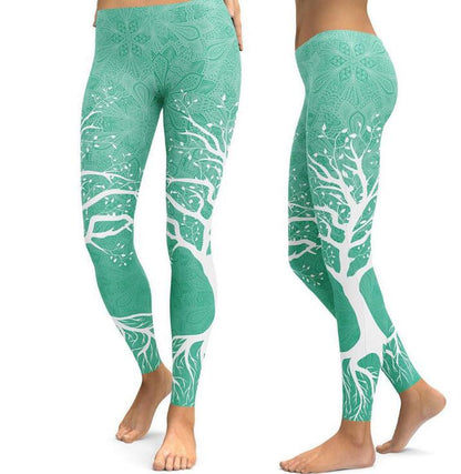 Women Tree Digital Printed Hight Waist Plus Size Leggings Pants