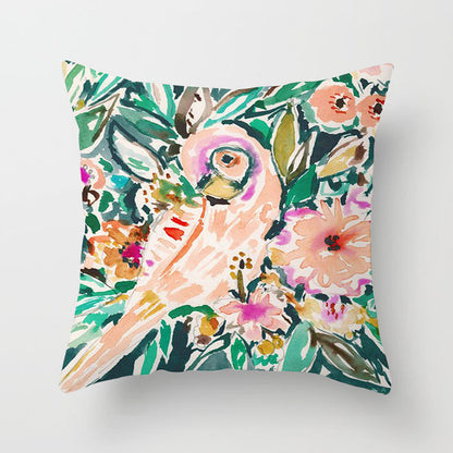 Home Decor Living Room Sofa Graffiti Flower Print Pillowcase Cover