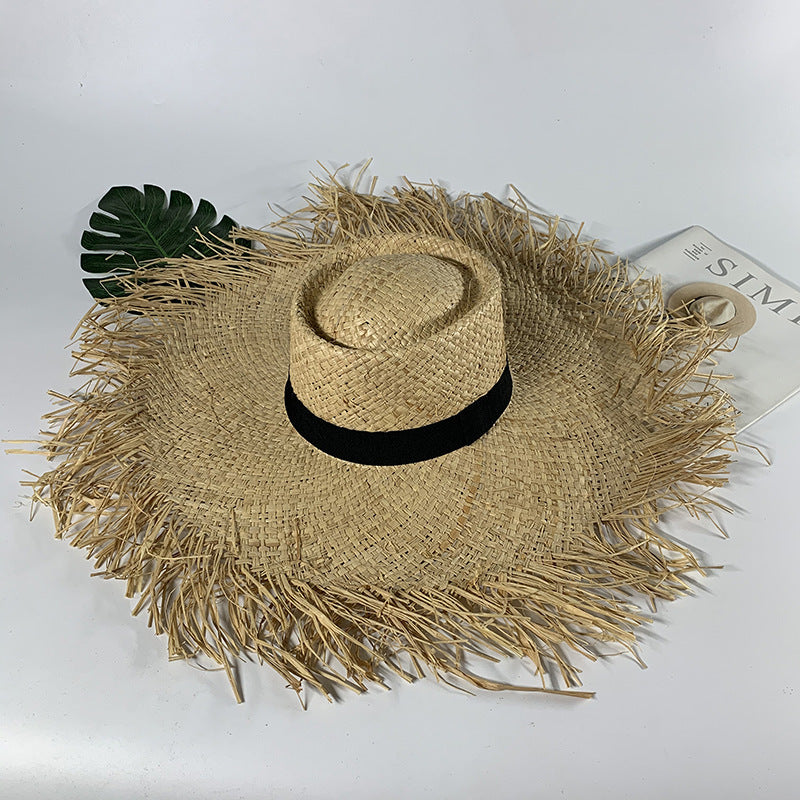 M (56-58cm) Women Fashion big brim straw Beach Travel Hat