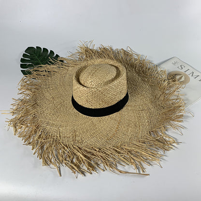 M (56-58cm) Women Fashion big brim straw Beach Travel Hat