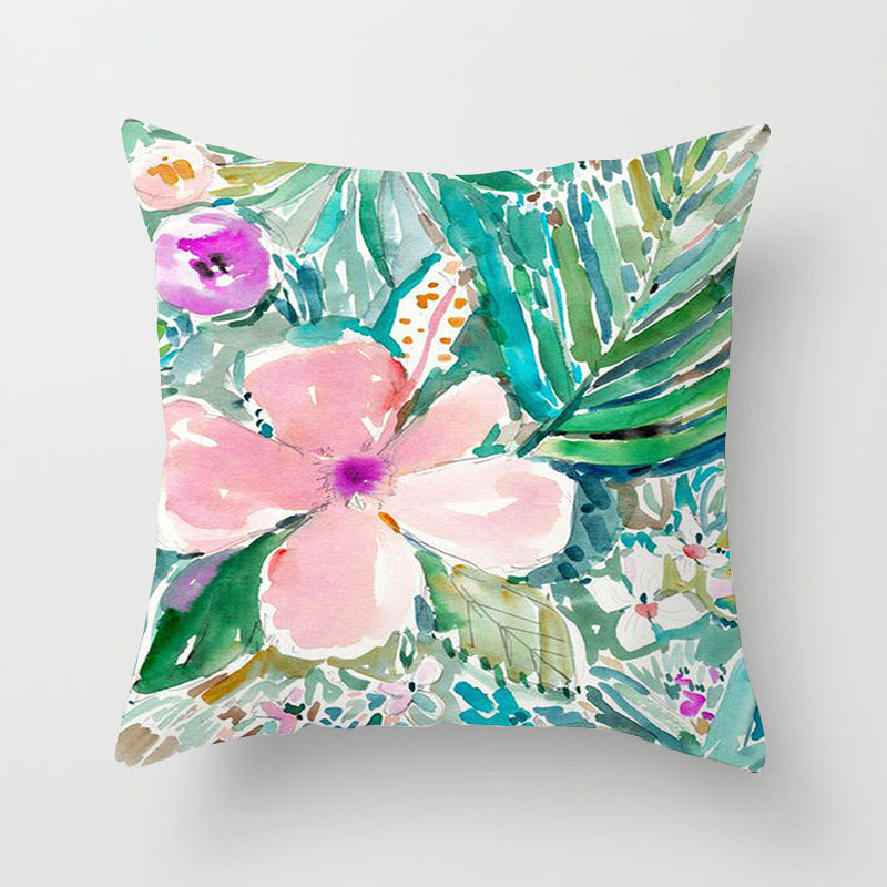 Home Decor Living Room Sofa Graffiti Flower Print Pillowcase Cover