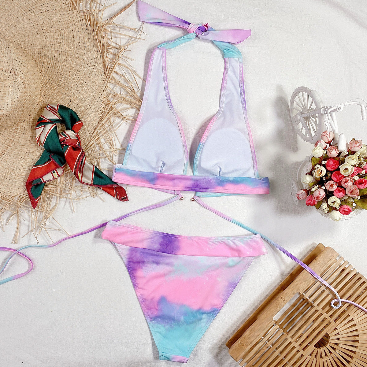 Women Tie-dye Outer Single Burst Swimsuit Sexy Bikini Bathing Suit