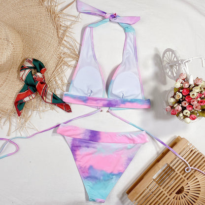 Women Tie-dye Outer Single Burst Swimsuit Sexy Bikini Bathing Suit