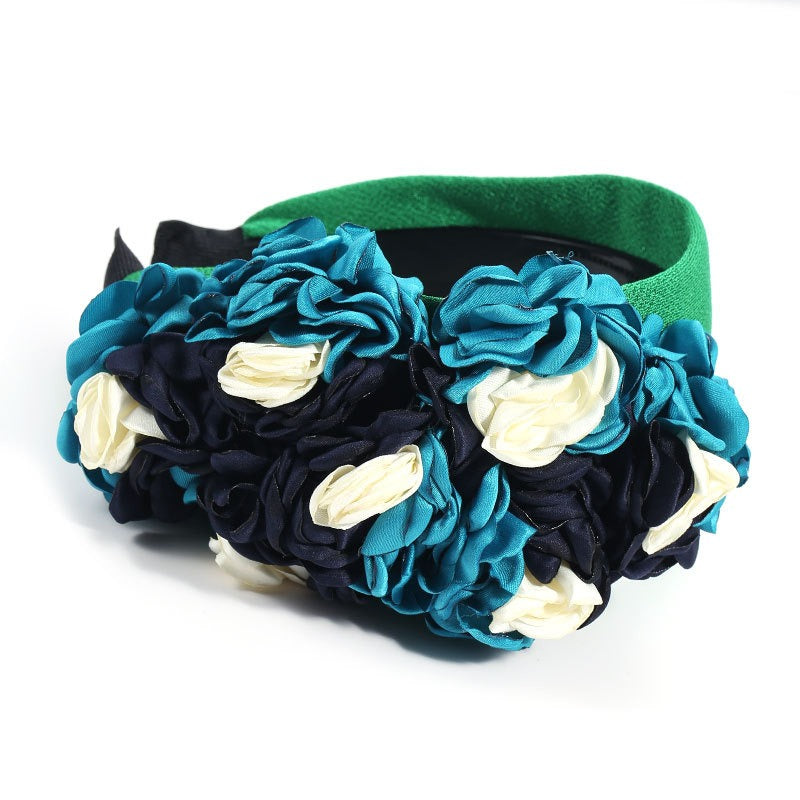Women Handmade fabric side three-dimensional flower headband Wear
