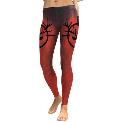 Festival Fashion Women Red Elk 3D Hunt Legging Pants