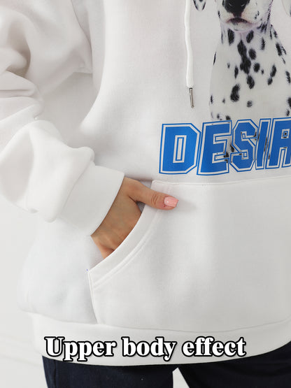 Women Fashionable Letter Printed Long Sleeved Hoodie Sweatshirt Jacket
