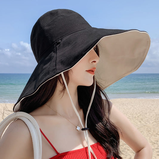 Women Double-Sided Oversized Brim Sunscreen Fisherman Beach Hat