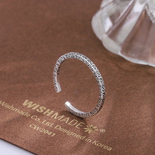 Women Fashion Silver 925 Cold Texture Stylish Retro Rings