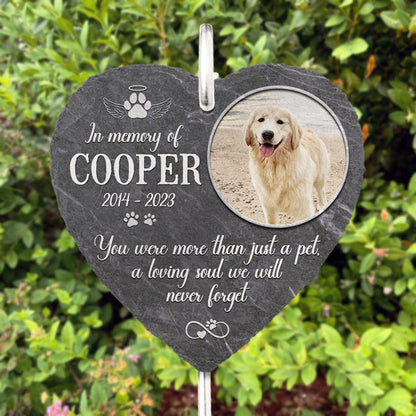 Personalized Memorial Garden Slate & Hook - Cemetery Decorations Stone for Pets Dog Grave Gifts