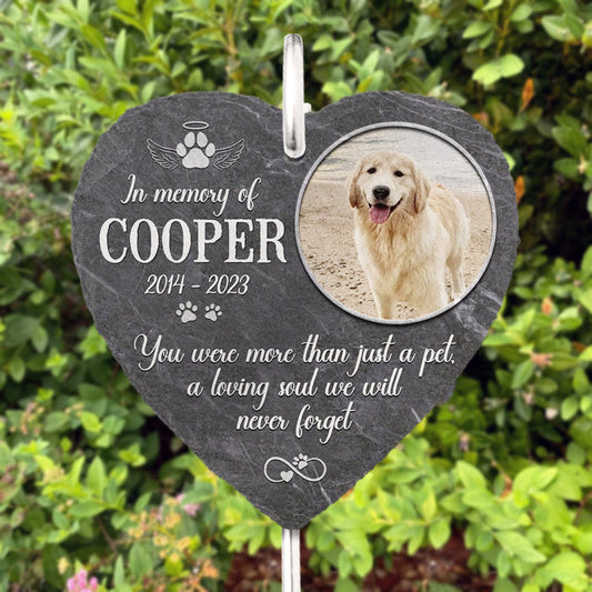 Personalized Memorial Garden Slate & Hook - Cemetery Decorations Stone for Pets Dog Grave Gifts