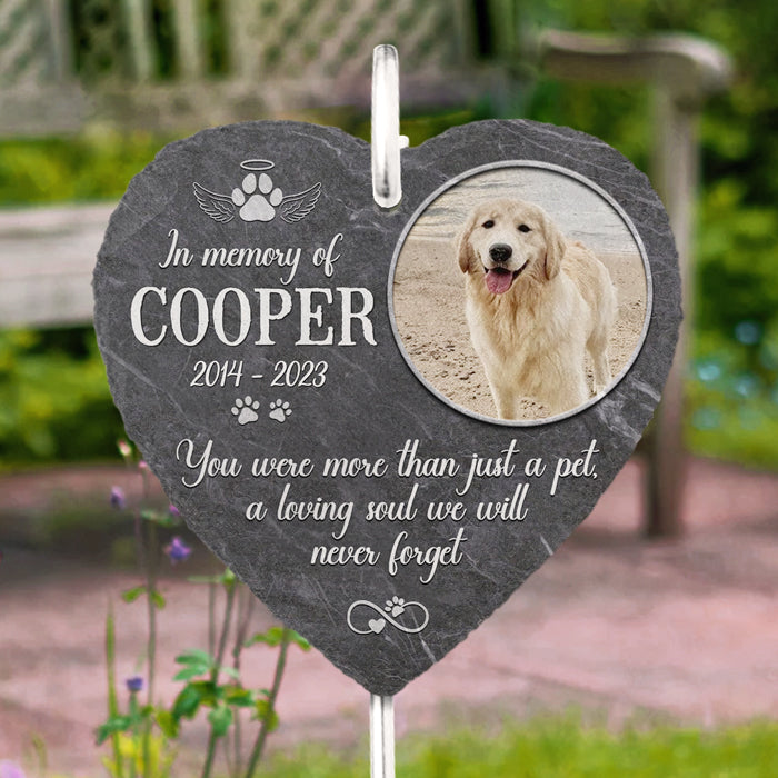 Personalized Memorial Garden Slate & Hook - Cemetery Decorations Stone for Pets Dog Grave Gifts