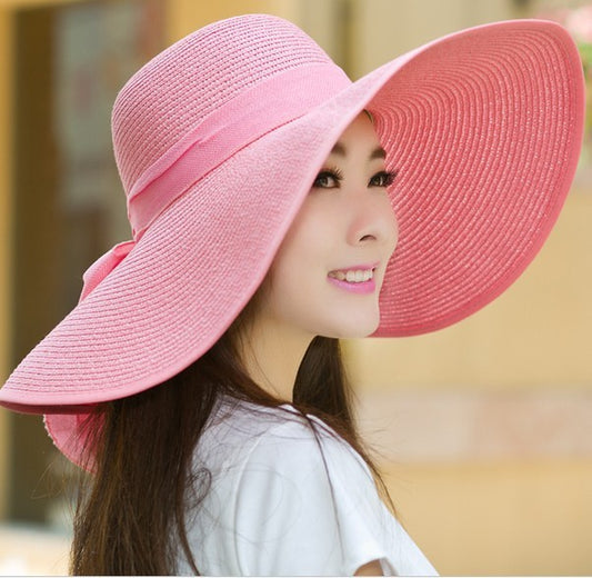 Women Fashion Folding Tie Beach Travel Hats