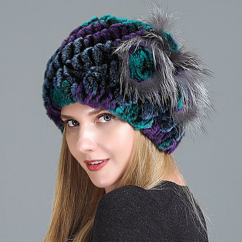 Women's Fashion Warm Fur Knitted Hats