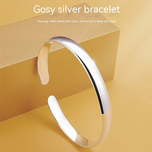 Women 925 Silver Glossy Heart Sutra Bracelets