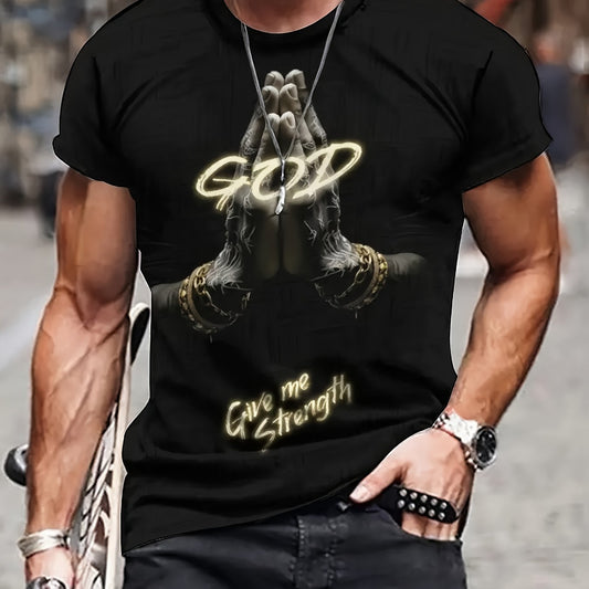 God Gives Me Strength To 3D Print Men's Comfortable Short Sleeved Tees Shirt