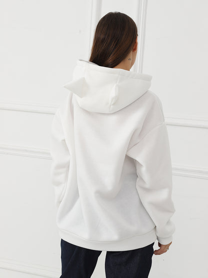Women Fashionable Letter Printed Long Sleeved Hoodie Sweatshirt Jacket