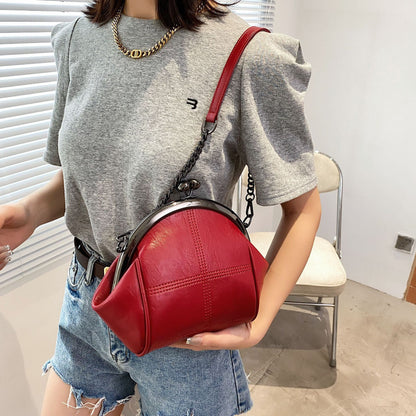 Women Fashion Shoulder Straps Leather Shell Satchel Clutch Bag