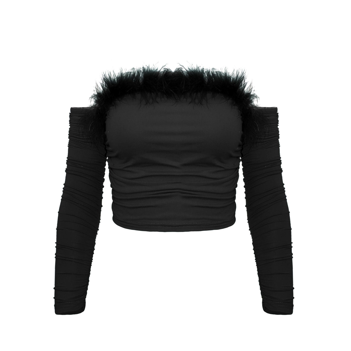 Vintage A Strapless Hair Neck Long-sleeved Tops Backless Shoulder Blouse