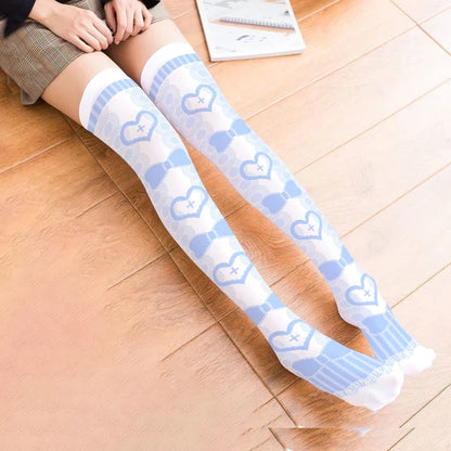 3D Printing Women Long Strawberry Bow Sweet Kawaii Thigh Stockings Harajuku Compression Socks