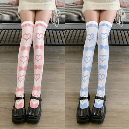 3D Printing Women Long Strawberry Bow Sweet Kawaii Thigh Stockings Harajuku Compression Socks