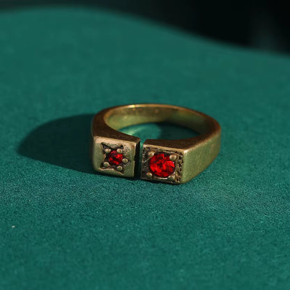 Women Red Oval Round Natural Stone Vintage Open Engagement Rings