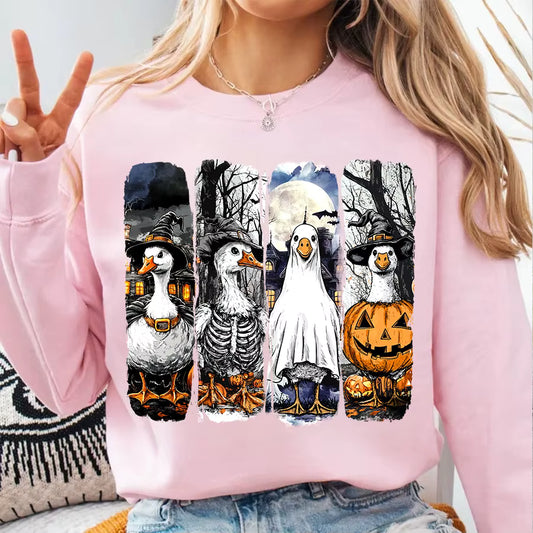 Halloween Ghost Goose Autumn DIY Iron-On Heat Transfer Sticker Decal T-shirts Sweatshirts Pillowcase Bag Clothes Decor