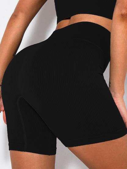 Women Ribbed Seamless Workout High Waist Booty Biker Shorts Yoga Pants