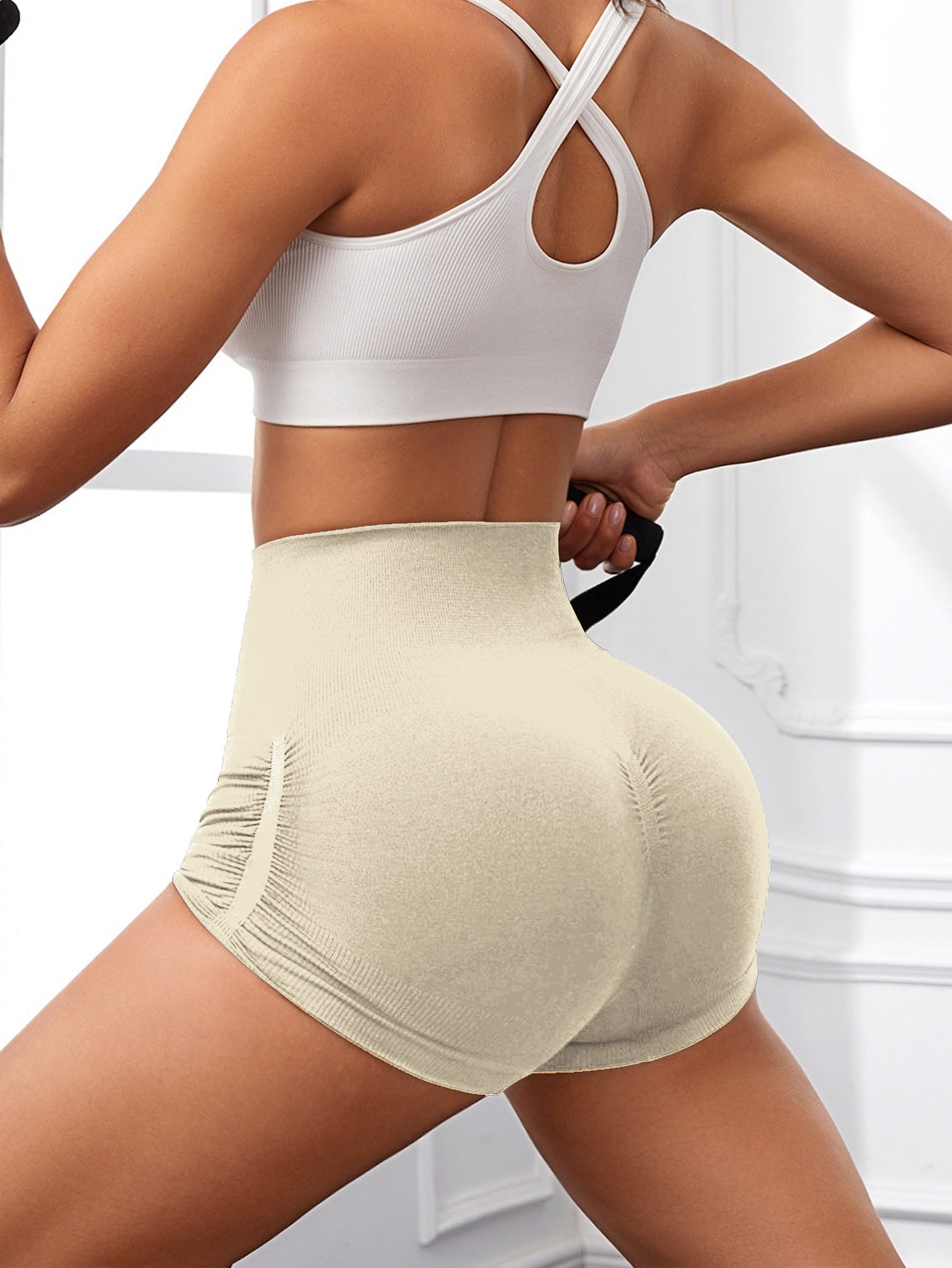 Women Workout Scrunch Butt Lifting High Waisted Yoga Gym Seamless Booty Biker Shorts