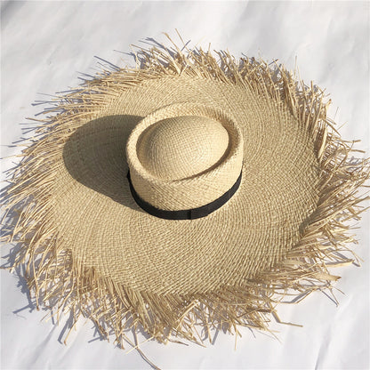M (56-58cm) Women Fashion big brim straw Beach Travel Hat