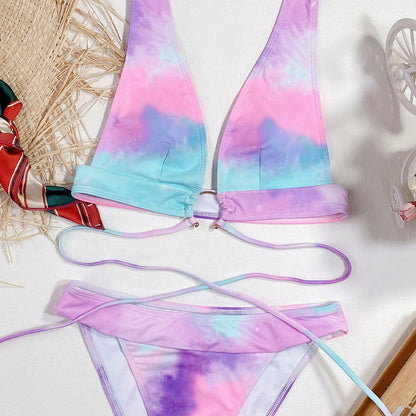 Women Tie-dye Outer Single Burst Swimsuit Sexy Bikini Bathing Suit