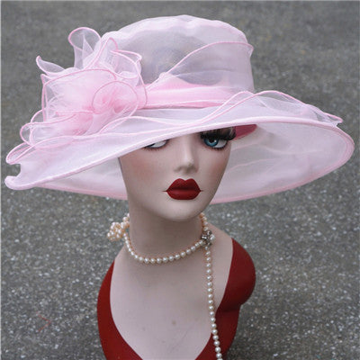 Women's Retro Big Brim Tops Wedding Church Travel Dress Hat