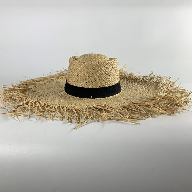 M (56-58cm) Women Fashion big brim straw Beach Travel Hat