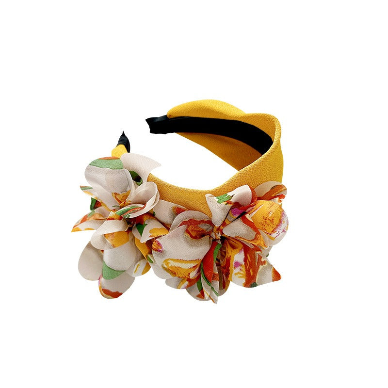 Women Fashionable fabric wide edge forest stylish flower headband Hairpiece Wear