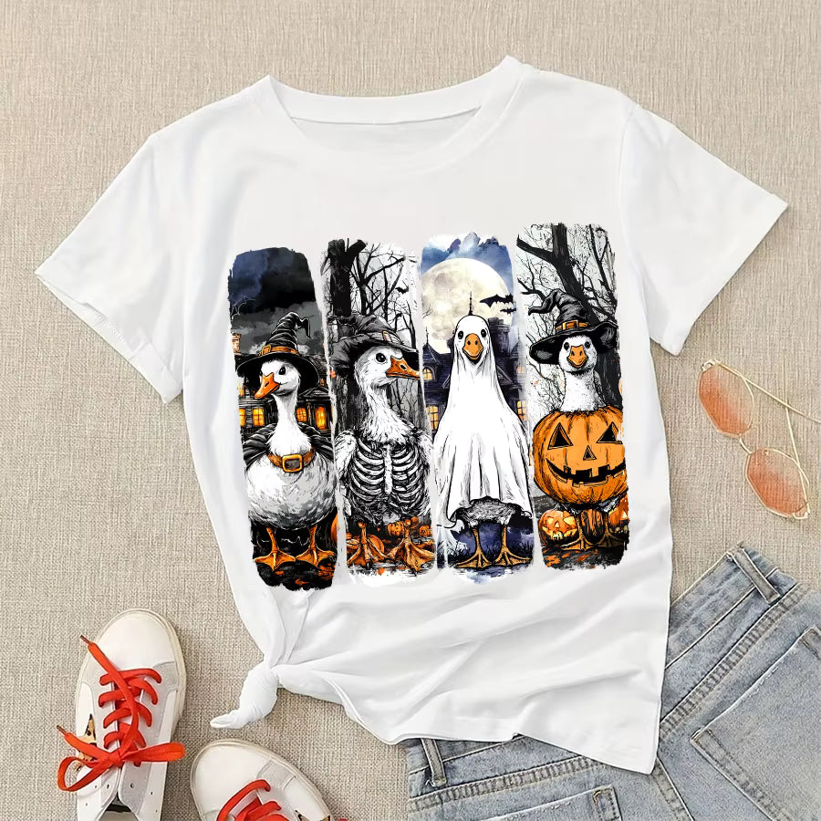 Halloween Ghost Goose Autumn DIY Iron-On Heat Transfer Sticker Decal T-shirts Sweatshirts Pillowcase Bag Clothes Decor