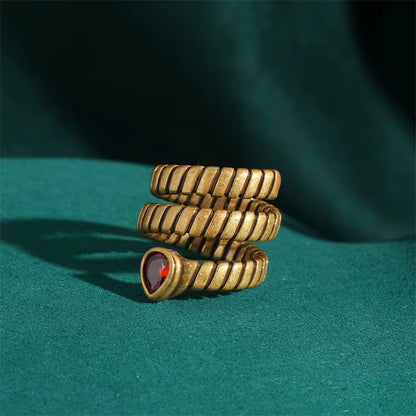 Women Red Oval Round Natural Stone Vintage Open Engagement Rings