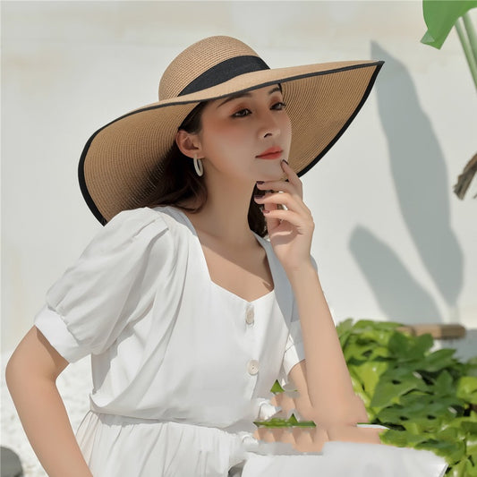 Women's Large Brim Sun Protection Straw Beach Hat