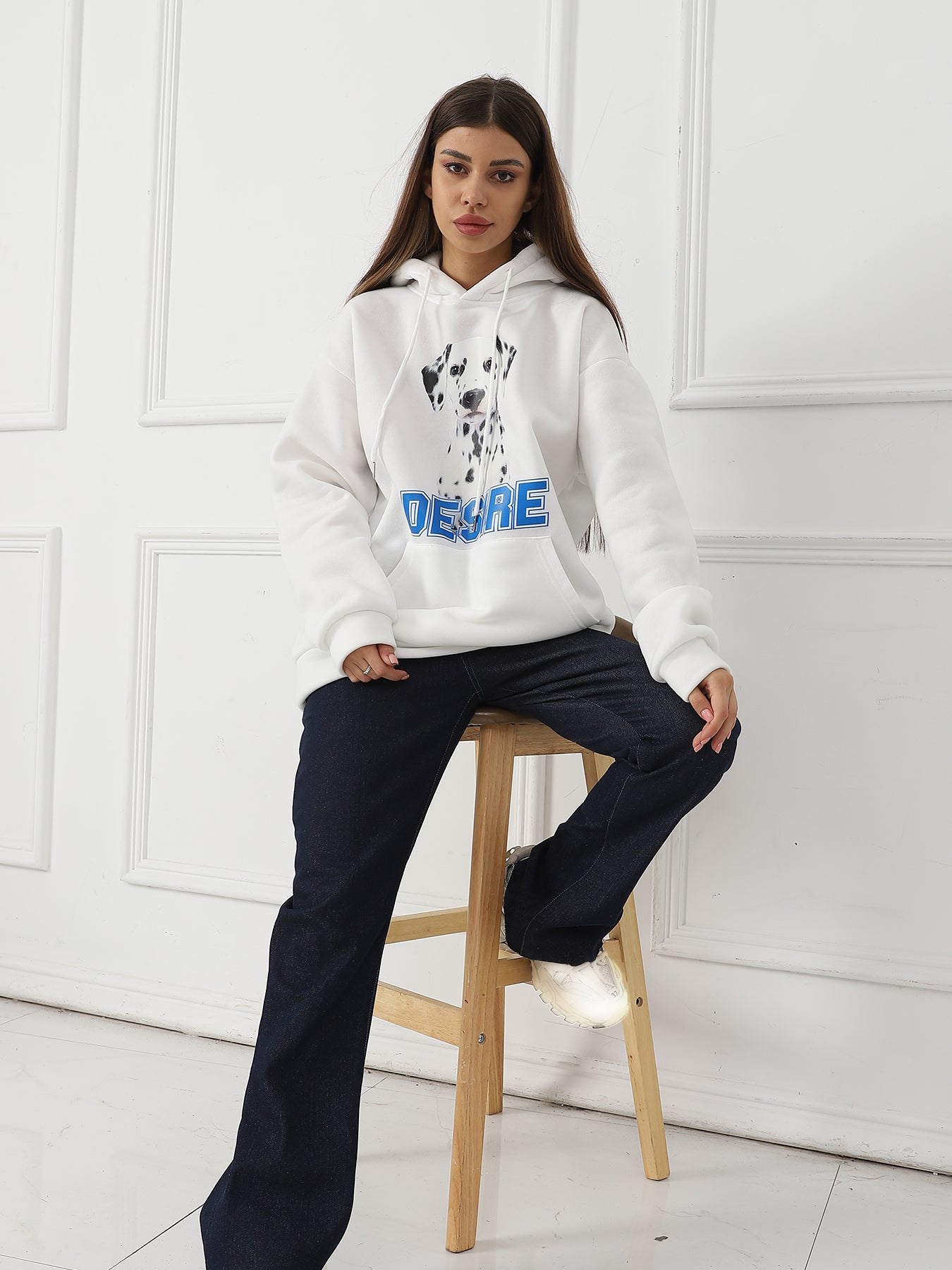 Women Fashionable Letter Printed Long Sleeved Hoodie Sweatshirt Jacket