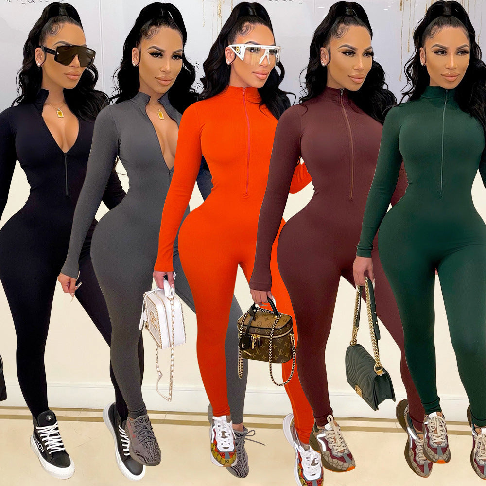 Sexy Women Tight-Fitting Long-Sleeved WomenNightclub Party Jumpsuit