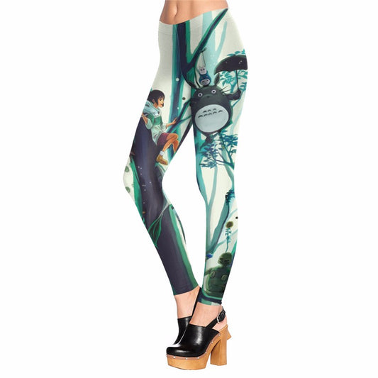 Women Design Fashion Slim Castle in the Sky Printed Pant Leggings