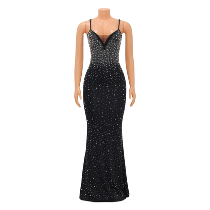 Sexy Fashion Night Club Hot-drilled Beaded Suspender Party Dress