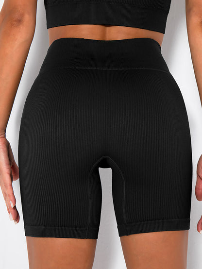 Women Ribbed Seamless Workout High Waist Booty Biker Shorts Yoga Pants