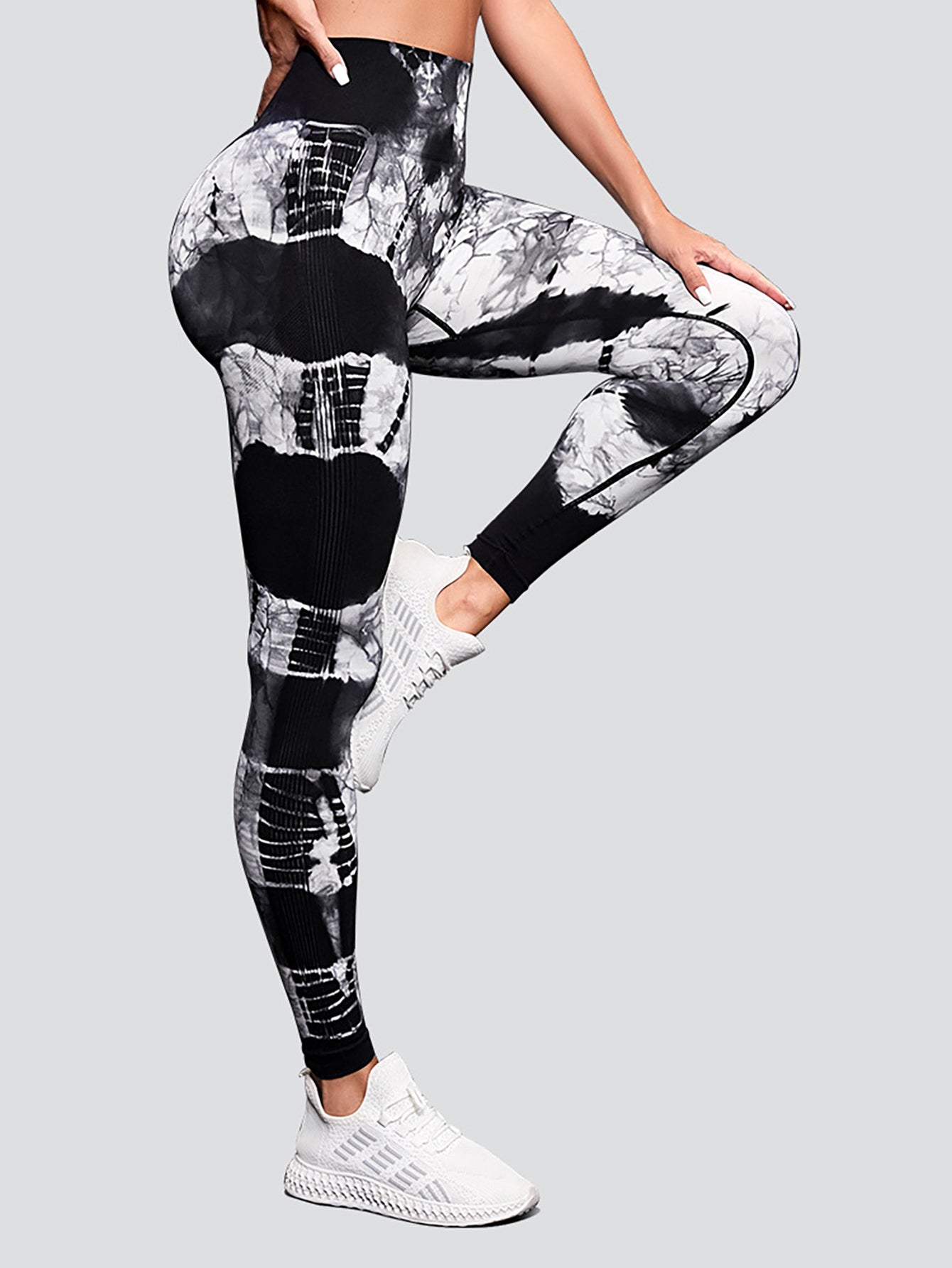 Women High Waist Tummy Control Butt Lifting Seamless Tie Dye Yoga Sports Legging Pants Activewear