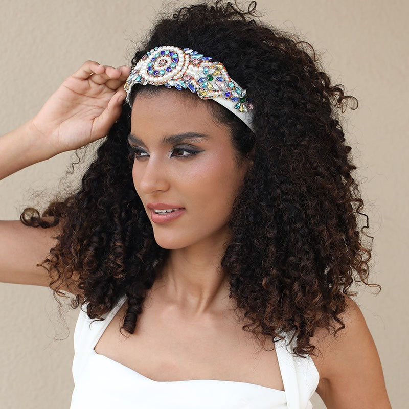 Women Fashionable Gorgeous Crystal Baroque Vintage Pearl Headband Wear