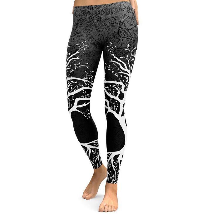 Women Tree Digital Printed Hight Waist Plus Size Leggings Pants